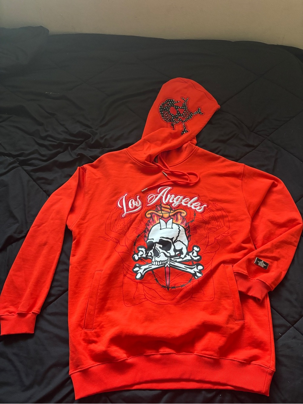 Los Angeles Skull Graphic Hoodie - Red